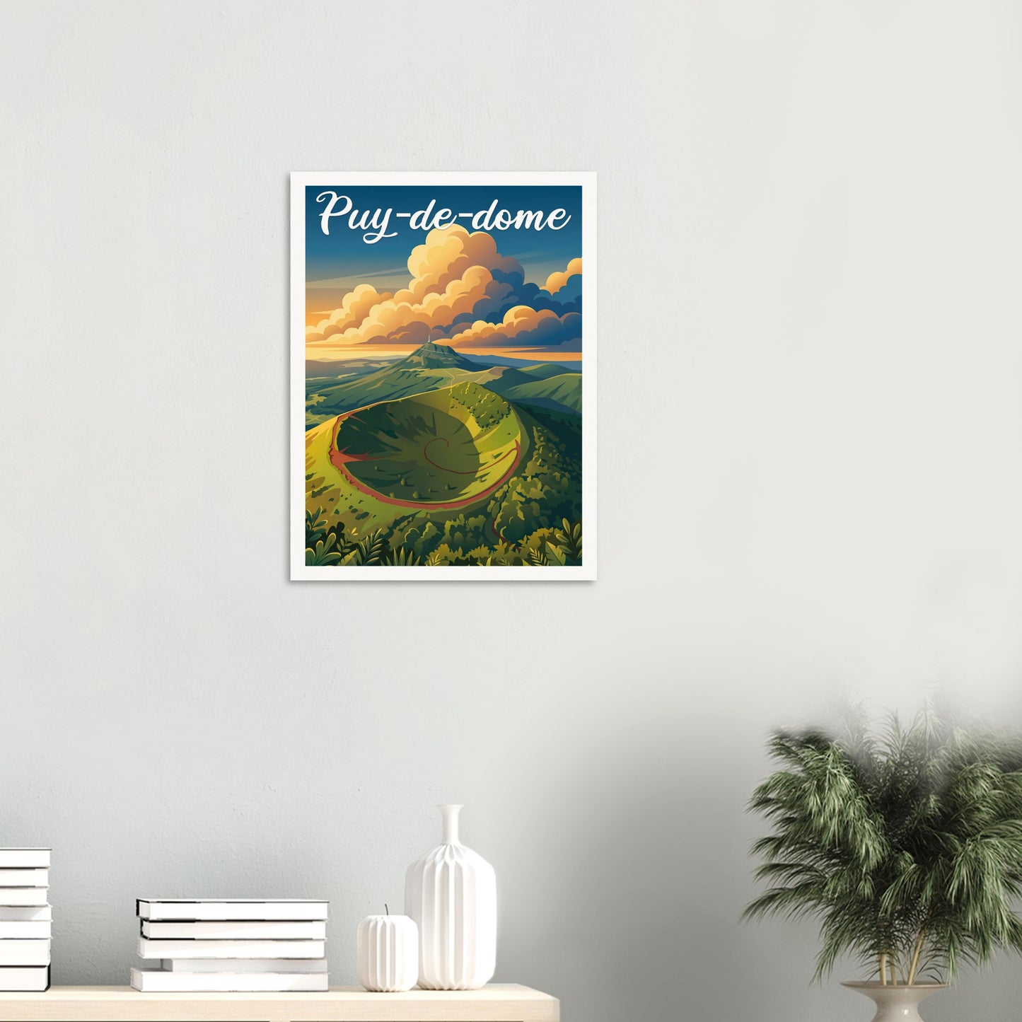 Affiche illustrée Puy-de-Dôme, poster rétro, impression beaux-arts 250g