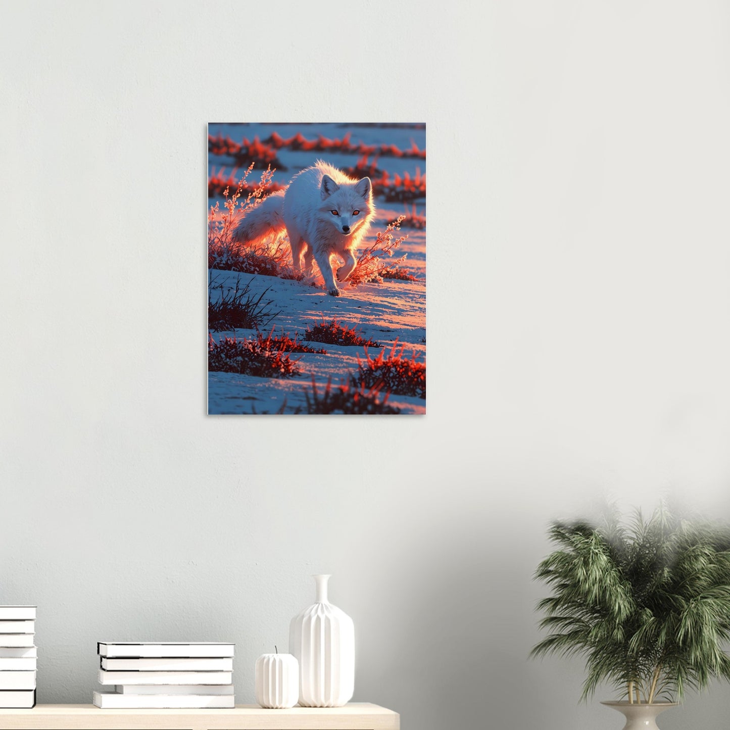 Affiche illustrée Renard arctique — poster rétro, impression beaux-arts 250g