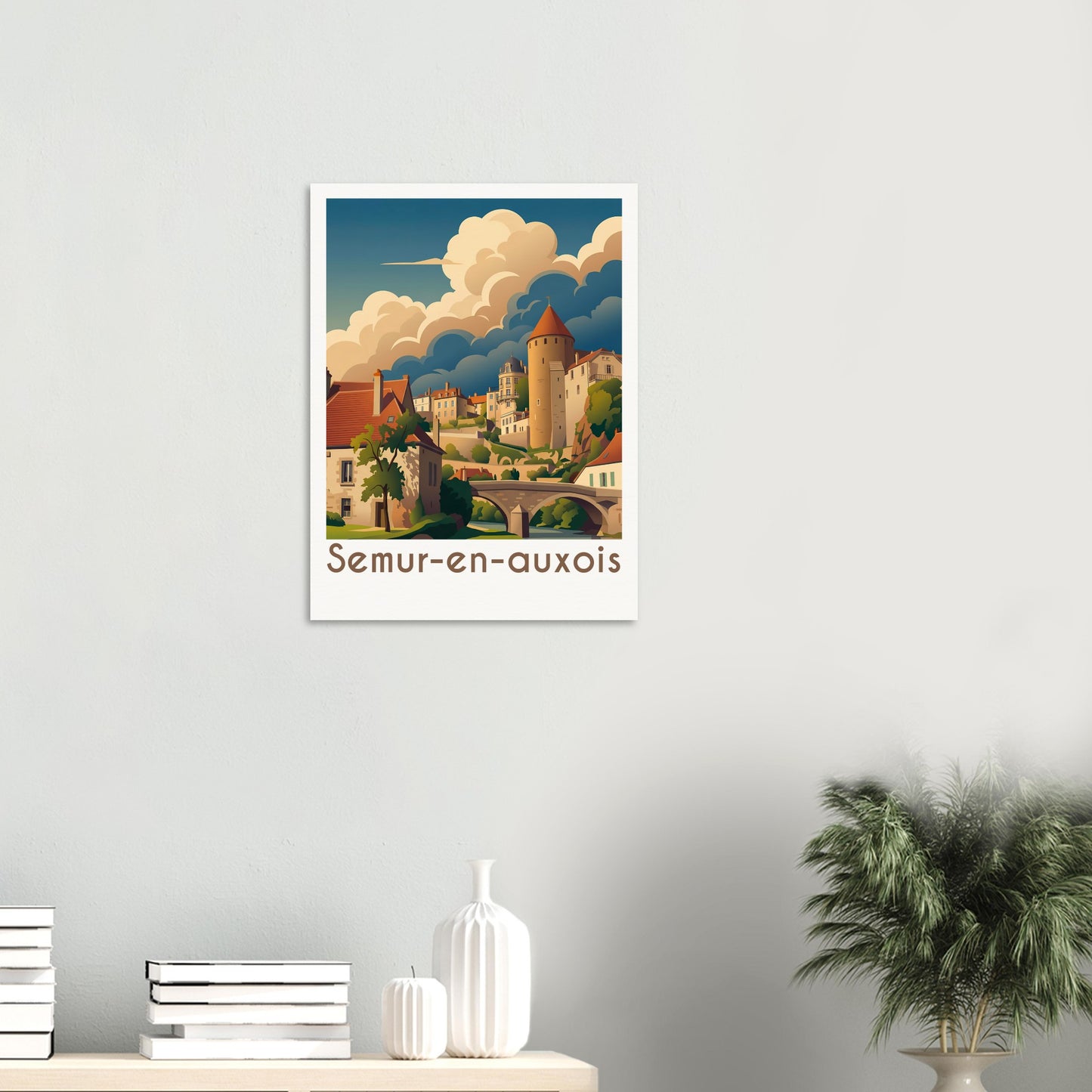 Affiche illustrée Semur-en-Auxois — poster rétro, impression beaux-arts 250g