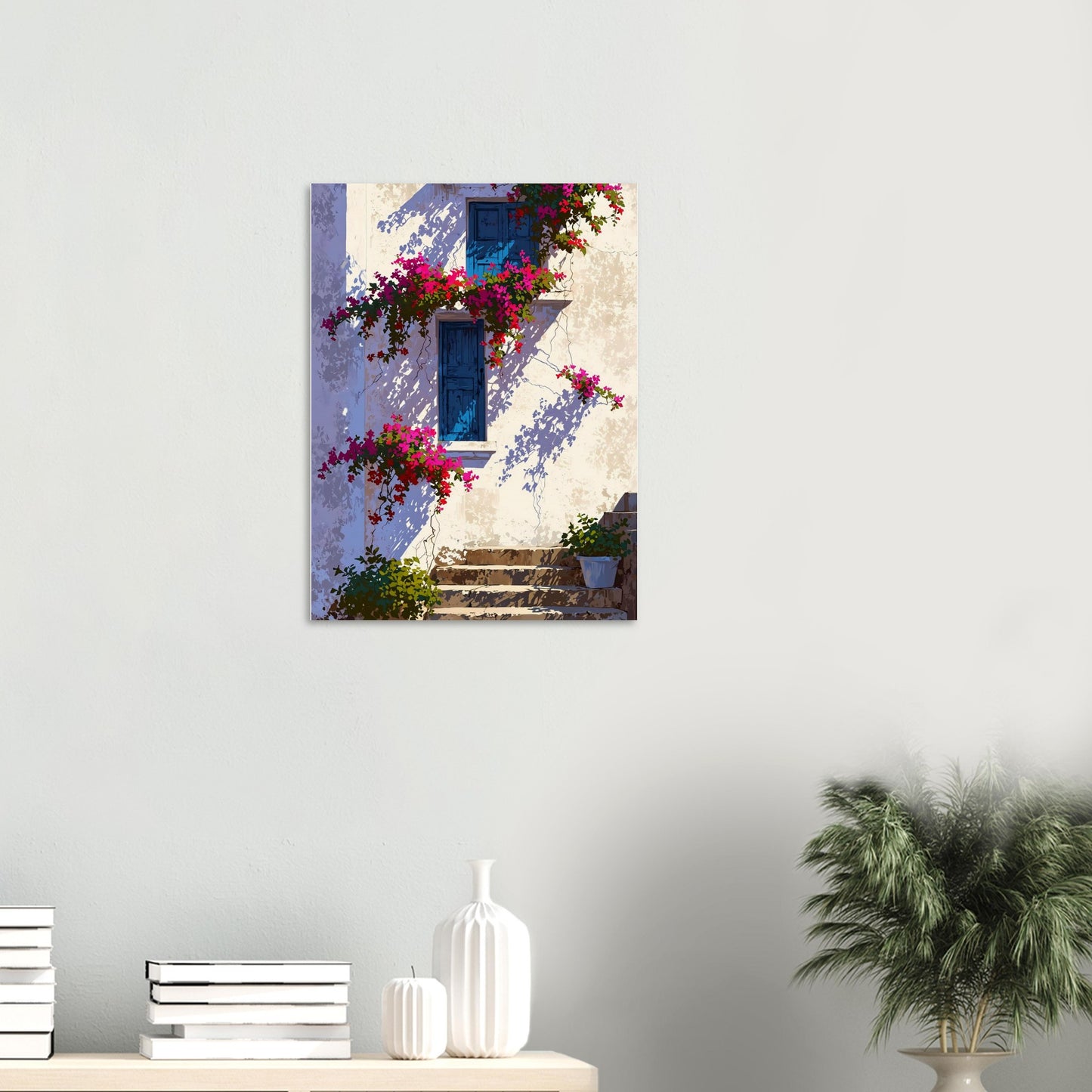 Affiche illustrée Bougainvillier fuchsia — poster rétro, impression beaux-arts 250g
