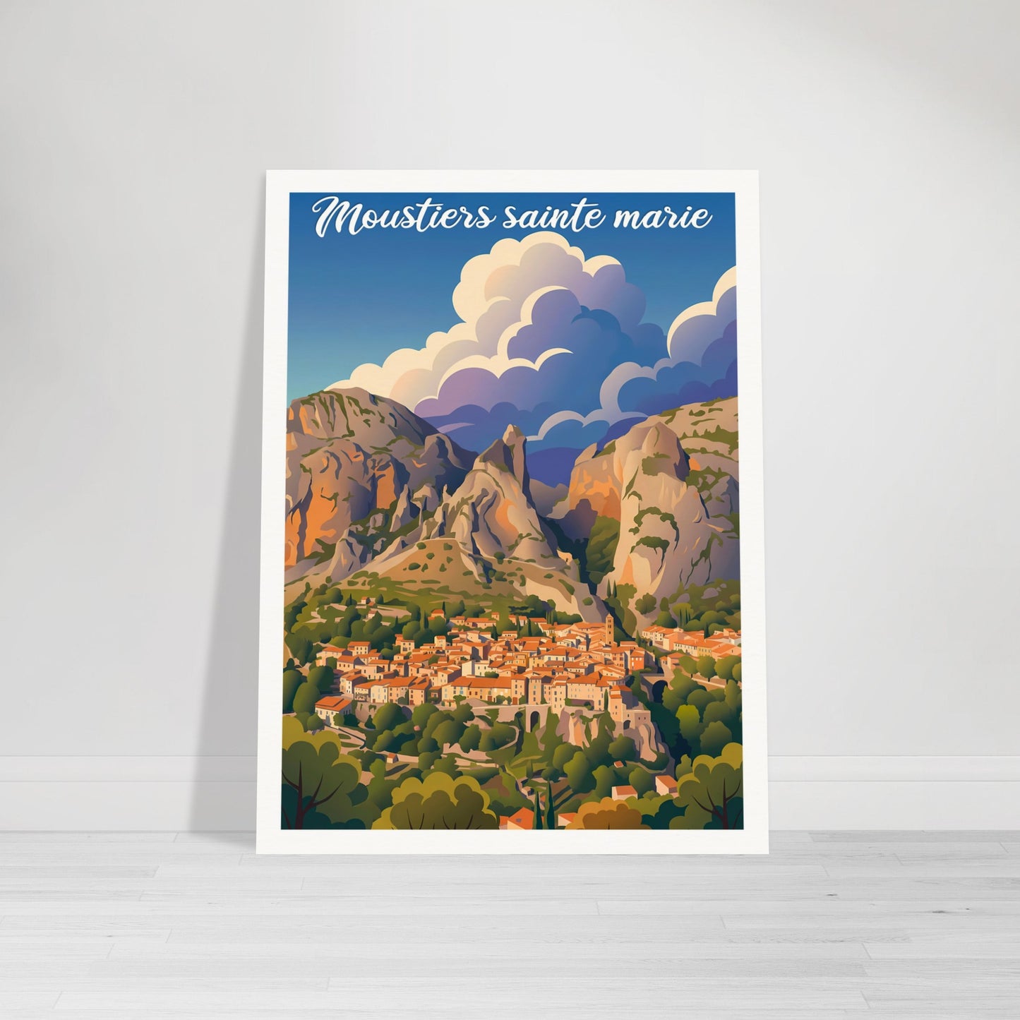 Affiche Moustiers-Sainte-Marie, mise en situation dans un intérieur (vue 2)