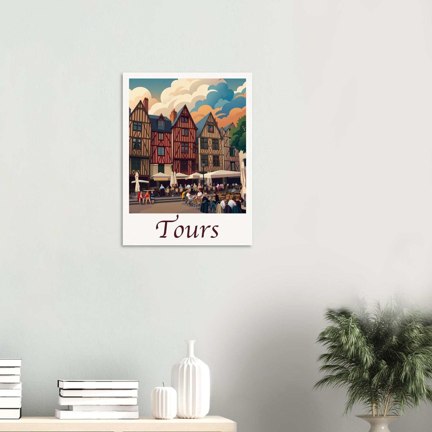 Affiche illustrée Tours — poster rétro, impression beaux-arts 250g
