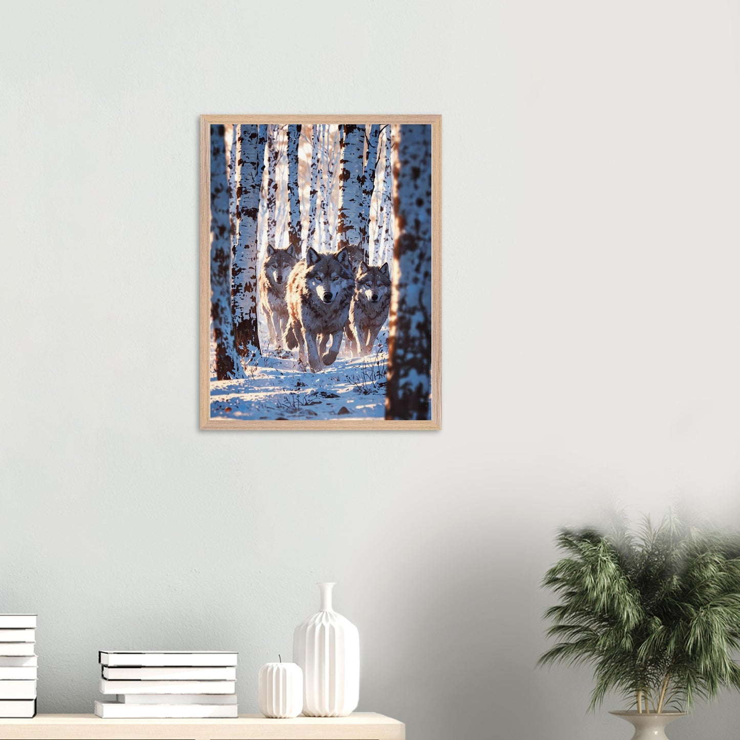 Affiche Meute de loups encadrée, cadre bois (vue 6)