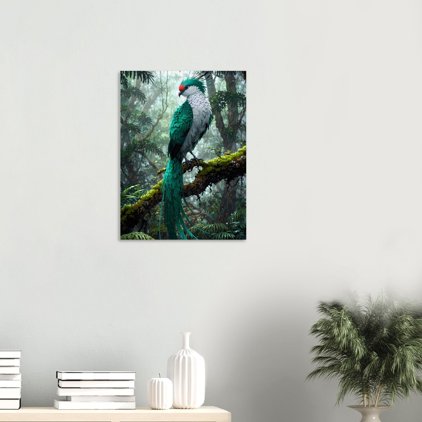Affiche illustrée Quetzal resplendissant — poster rétro, impression beaux-arts 250g
