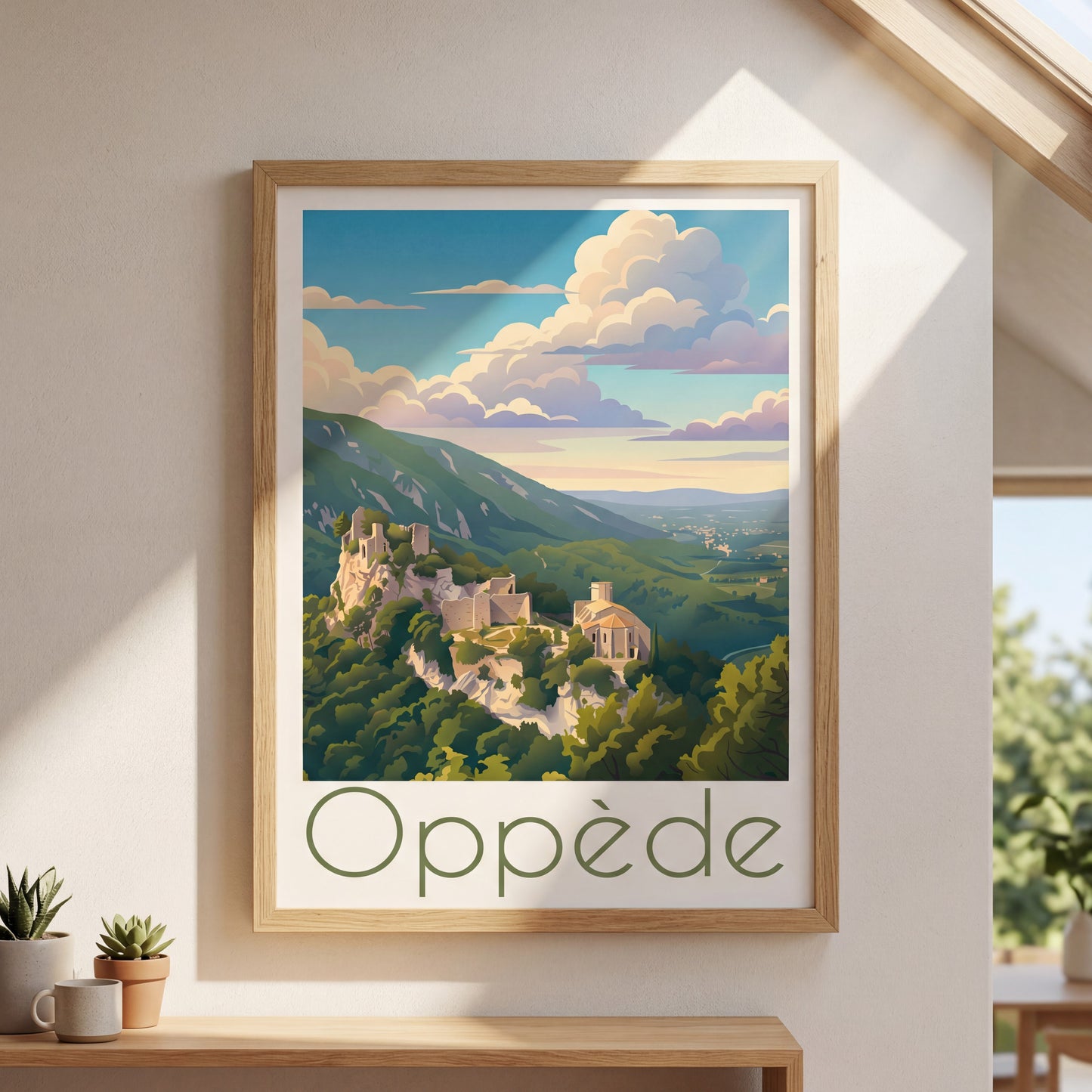 Affiche Oppède — mockup décoration intérieur