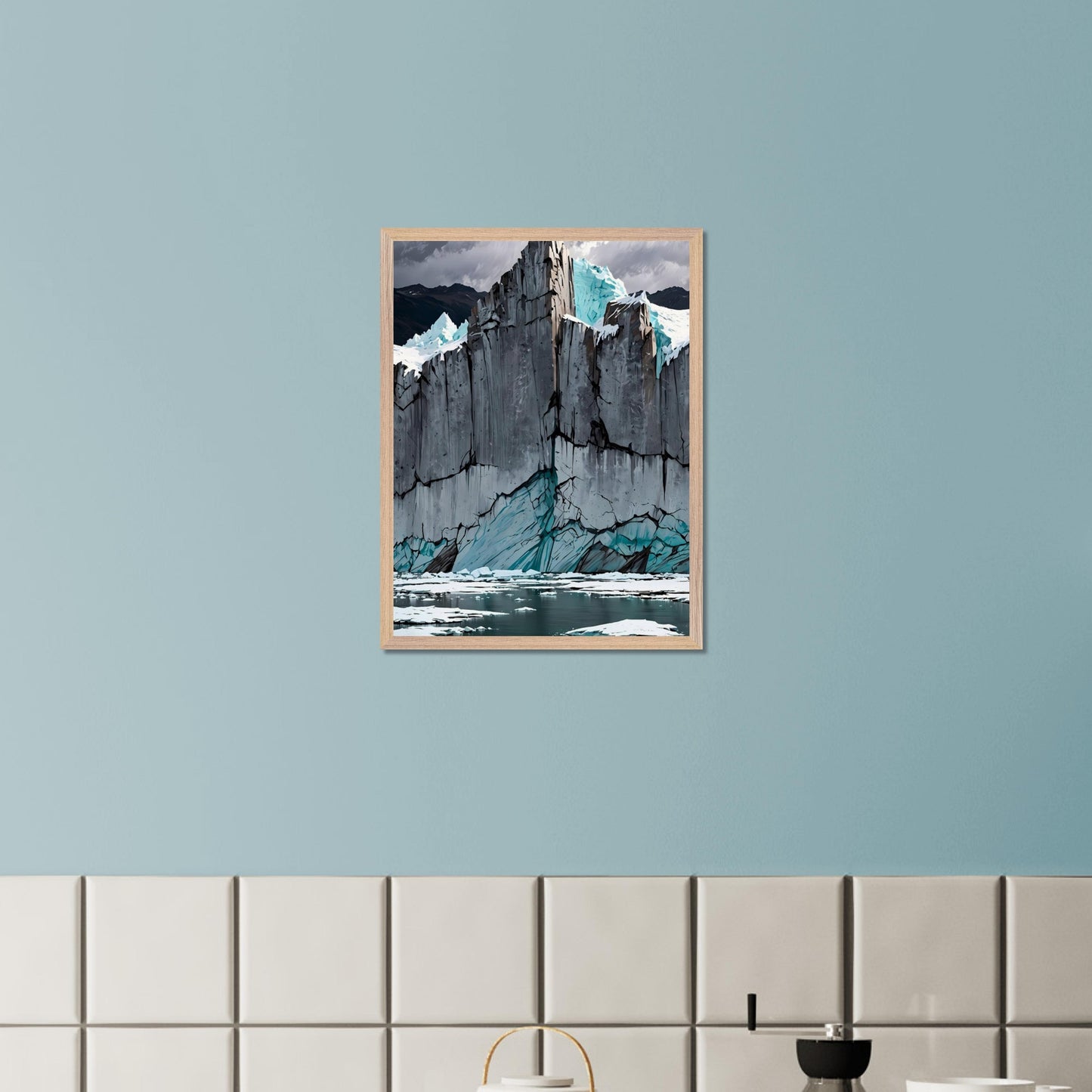 Affiche Glacier Bleu encadrée, cadre bois (vue 7)