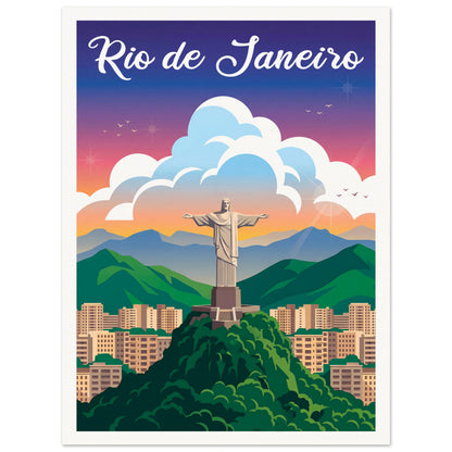 Affiche illustrée Rio de Janeiro — poster rétro, impression beaux-arts 250g