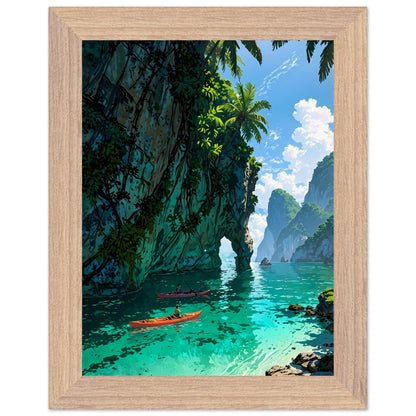 Affiche illustrée Lagune de Thaïlande Encadrée — poster rétro, impression beaux-arts 250g