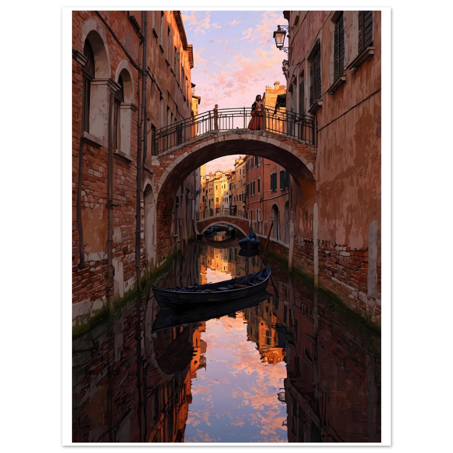 Venise, Reflet de canal, Crépuscule doré – affiche d'art décoratif, poster mural | Muchimura