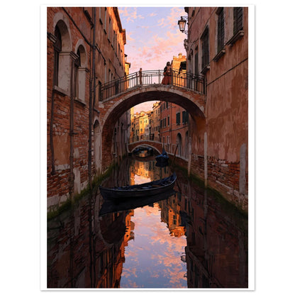 Venise, Reflet de canal, Crépuscule doré – affiche d'art décoratif, poster mural | Muchimura