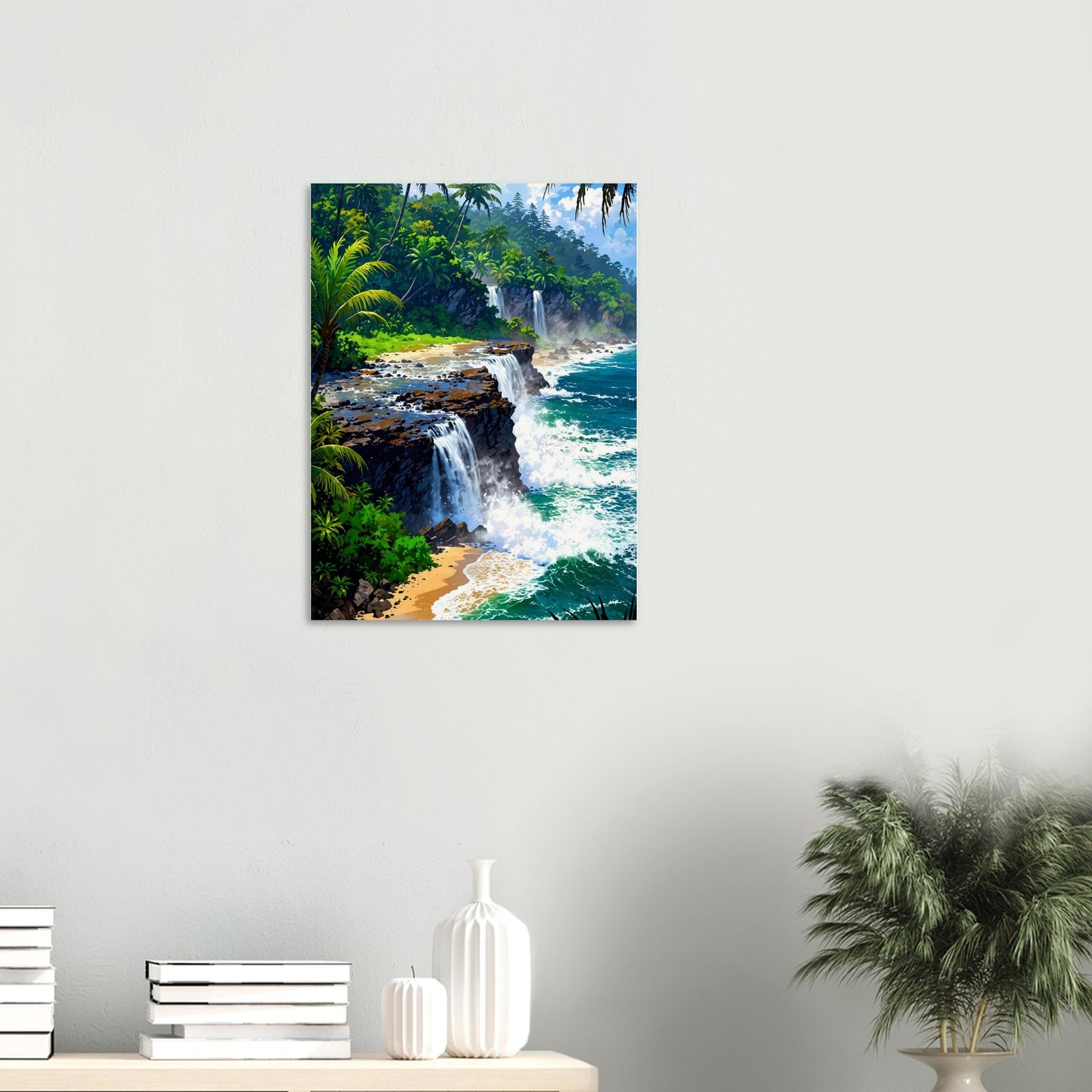 Affiche Cascade Vers Mer, mise en situation dans un intérieur (vue 2)