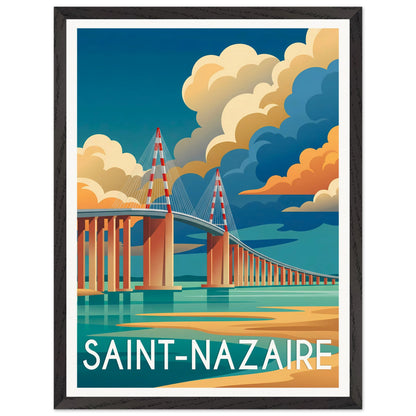 Affiche Saint-Nazaire encadrée, cadre bois
