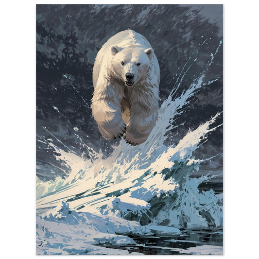 Affiche illustrée Ours polaire, poster rétro, impression beaux-arts 250g
