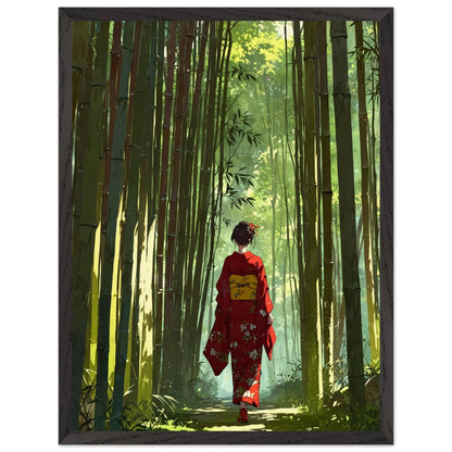 Affiche Femme en Kimono encadrée, cadre bois (vue 3)