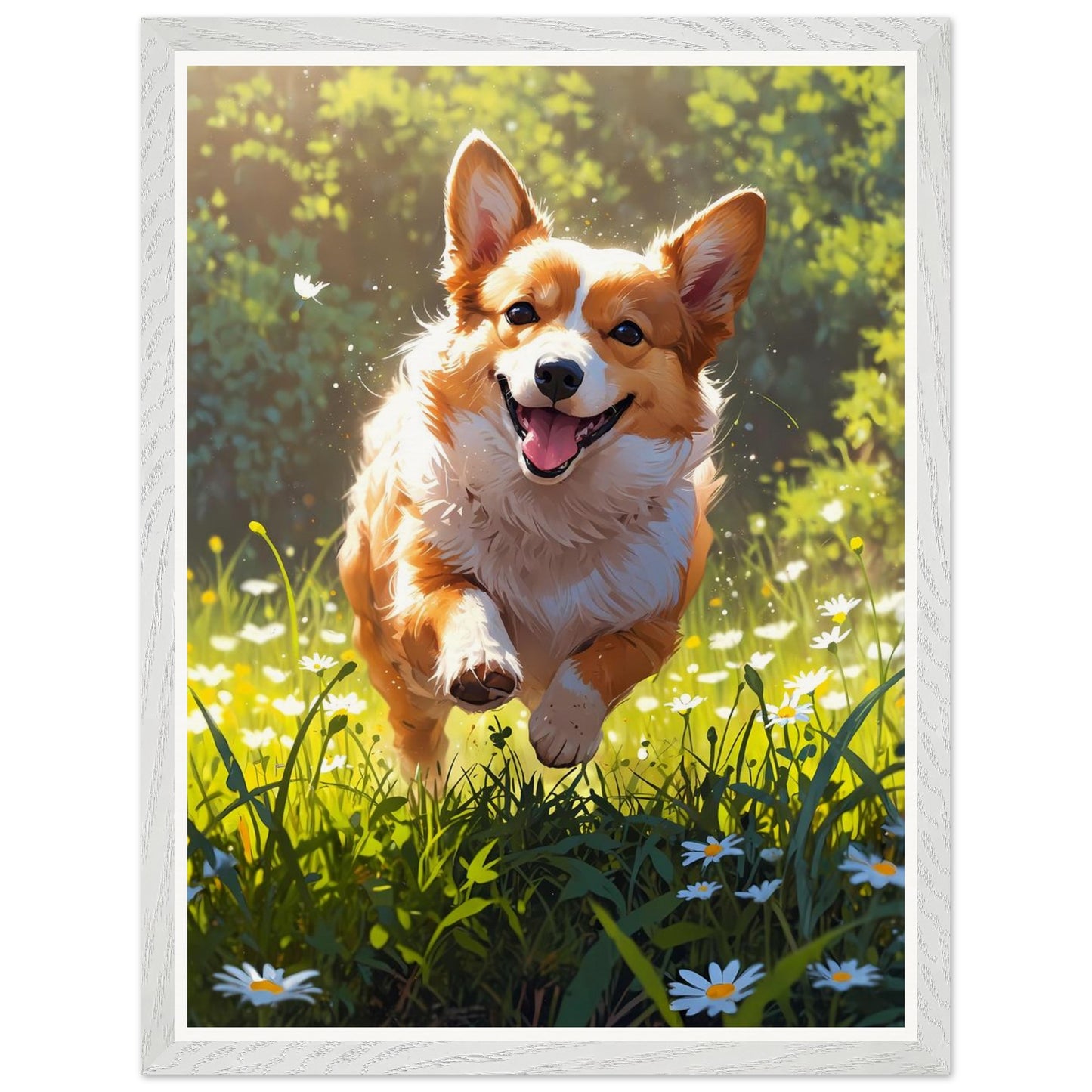 Affiche illustrée Corgi roux Encadrée — poster rétro, impression beaux-arts 250g