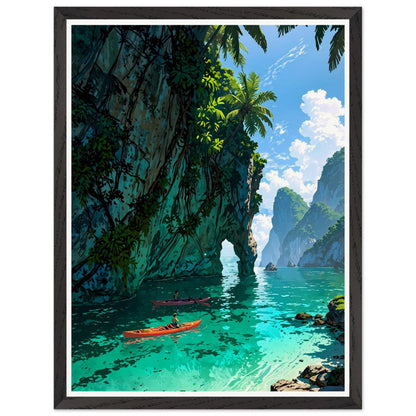Affiche illustrée Lagune de Thaïlande Encadrée — poster rétro, impression beaux-arts 250g