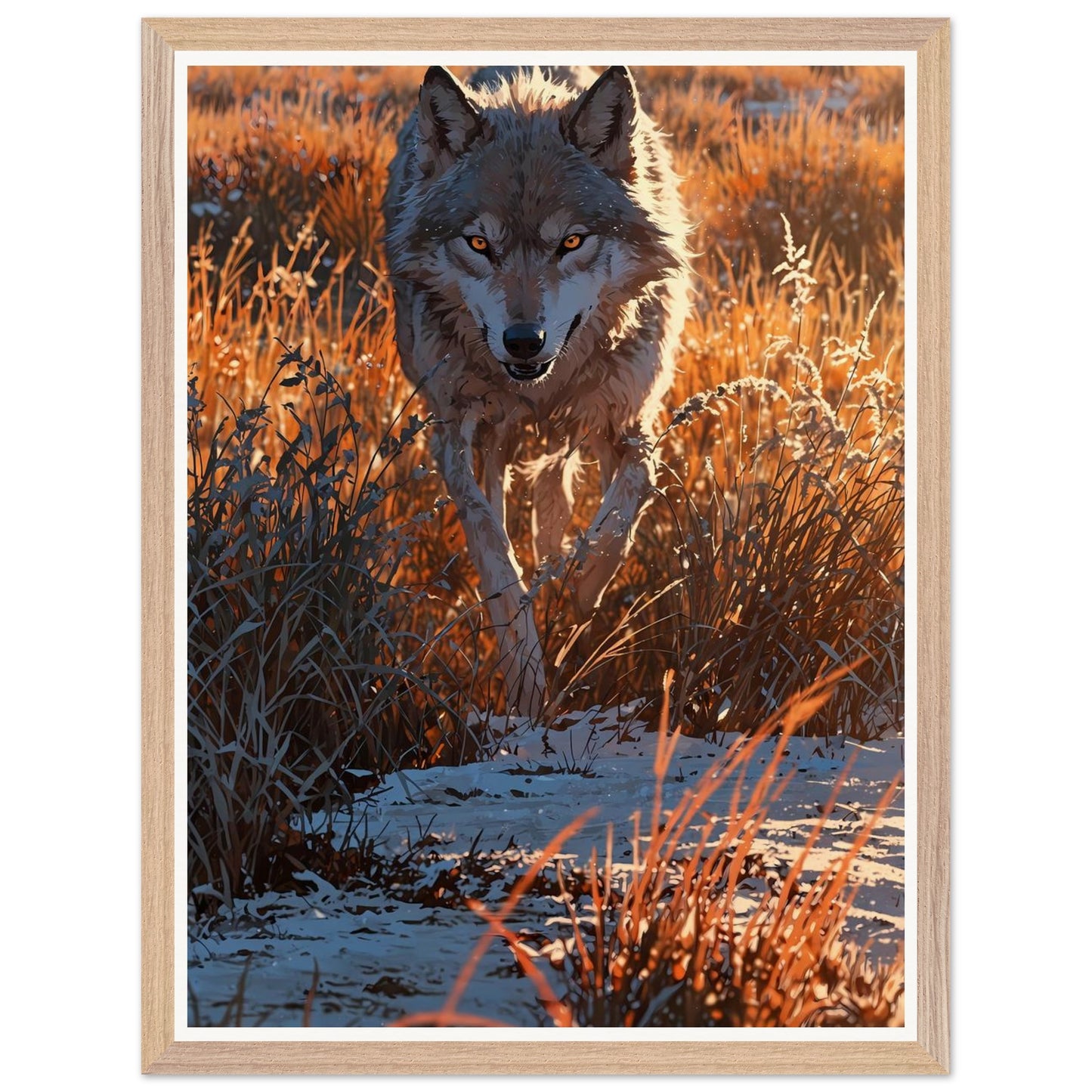 Affiche illustrée Louve Encadrée — poster rétro, impression beaux-arts 250g