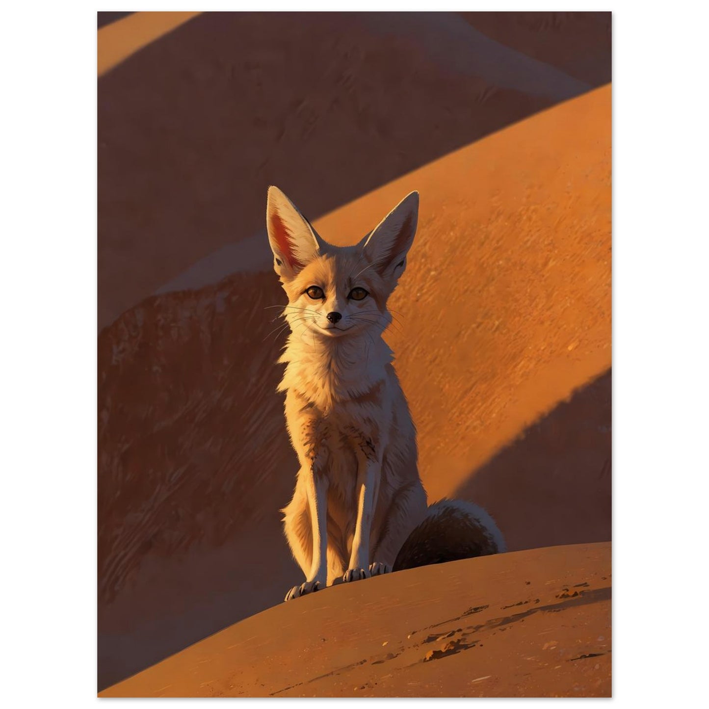 Affiche illustrée Fennec — poster rétro, impression beaux-arts 250g