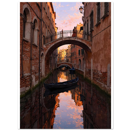 Venise, Reflet de canal, Crépuscule doré – affiche d'art décoratif, poster mural | Muchimura