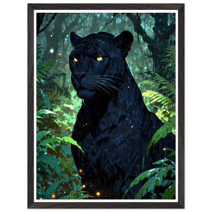 Affiche illustrée Panthère noire Encadrée — poster rétro, impression beaux-arts 250g