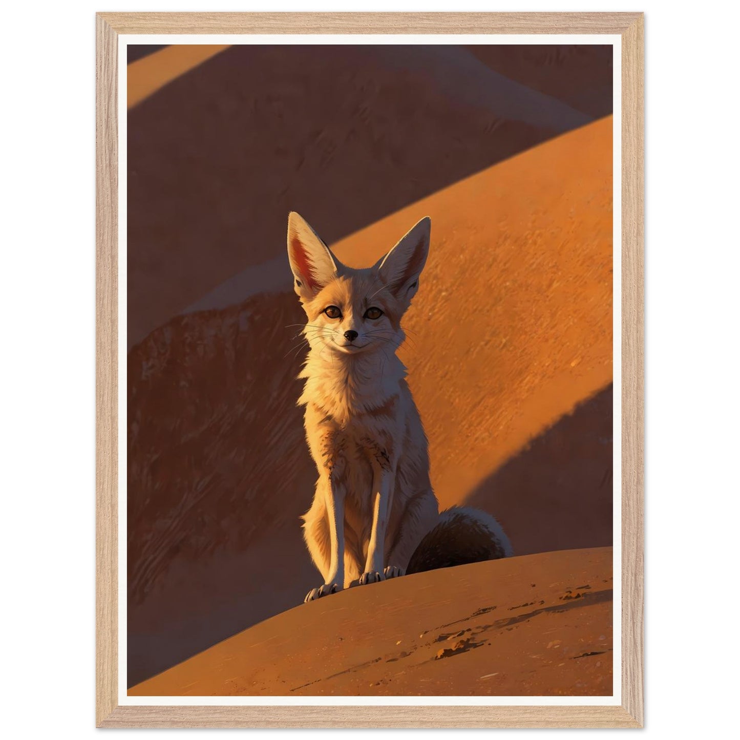 Affiche illustrée Fennec Encadrée — poster rétro, impression beaux-arts 250g
