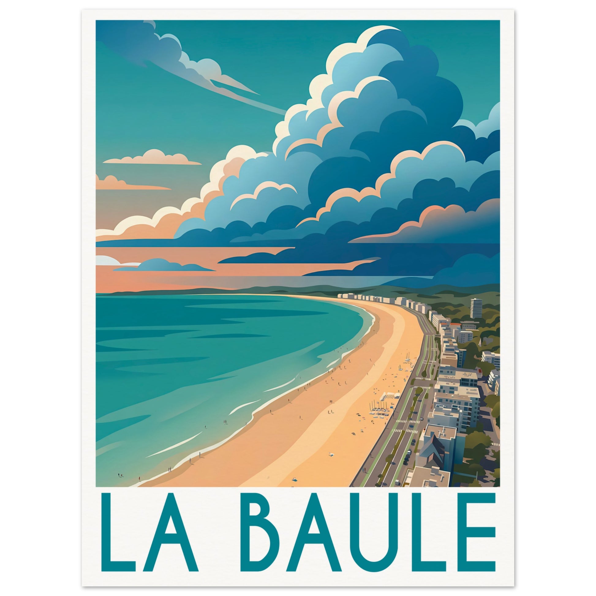 Affiche illustrée la baule — poster rétro, impression beaux-arts 250g