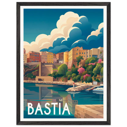 Affiche Bastia encadrée, cadre bois (vue 2)