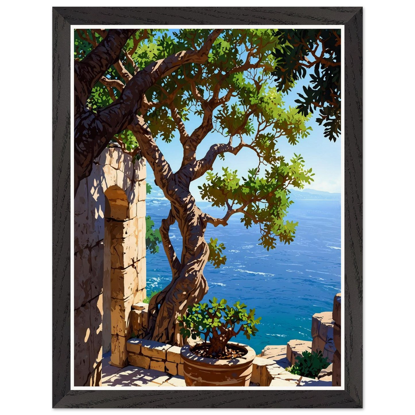 Affiche illustrée Figuier ancien Encadrée — poster rétro, impression beaux-arts 250g