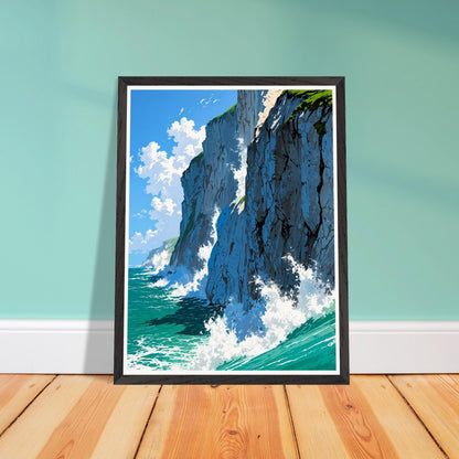 Affiche Falaises de Craie Blanche encadrée, cadre bois (vue 3)