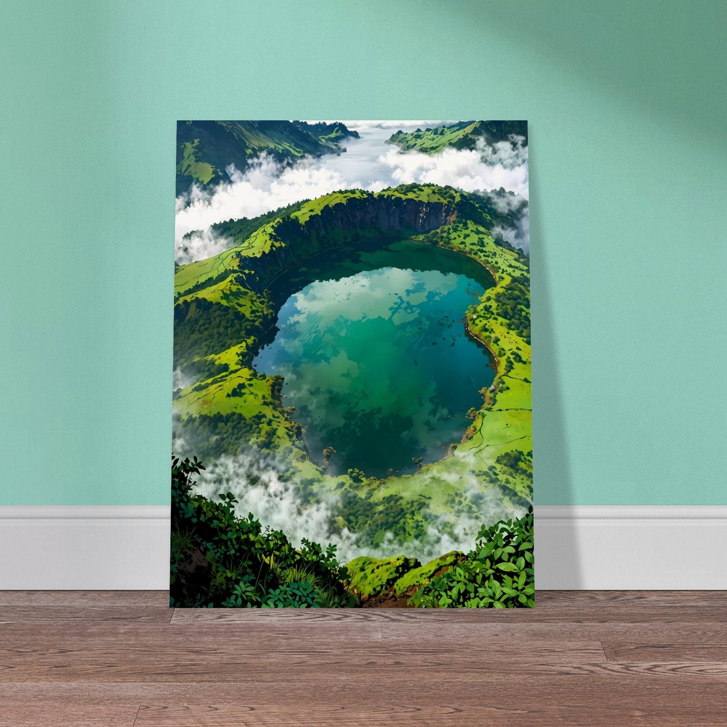 Affiche illustrée Paysage des Açores, poster rétro, impression beaux-arts 250g