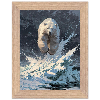 Affiche illustrée Ours polaire Encadrée — poster rétro, impression beaux-arts 250g