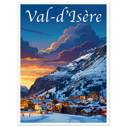Affiche illustrée Val d'Isere — poster rétro, impression beaux-arts 250g