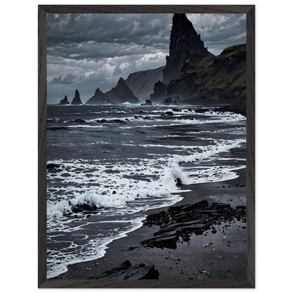 Affiche Plage de Sable Noir encadrée, cadre bois (vue 2)