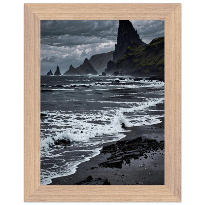 Affiche Plage de Sable Noir encadrée, cadre bois (vue 4)