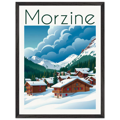 Affiche illustrée Morzine — poster rétro, impression beaux-arts 250g