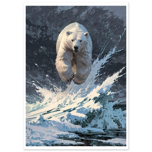 Ours polaire, Glace en dérive, Tempête arctique – affiche d'art décoratif, poster mural | Muchimura