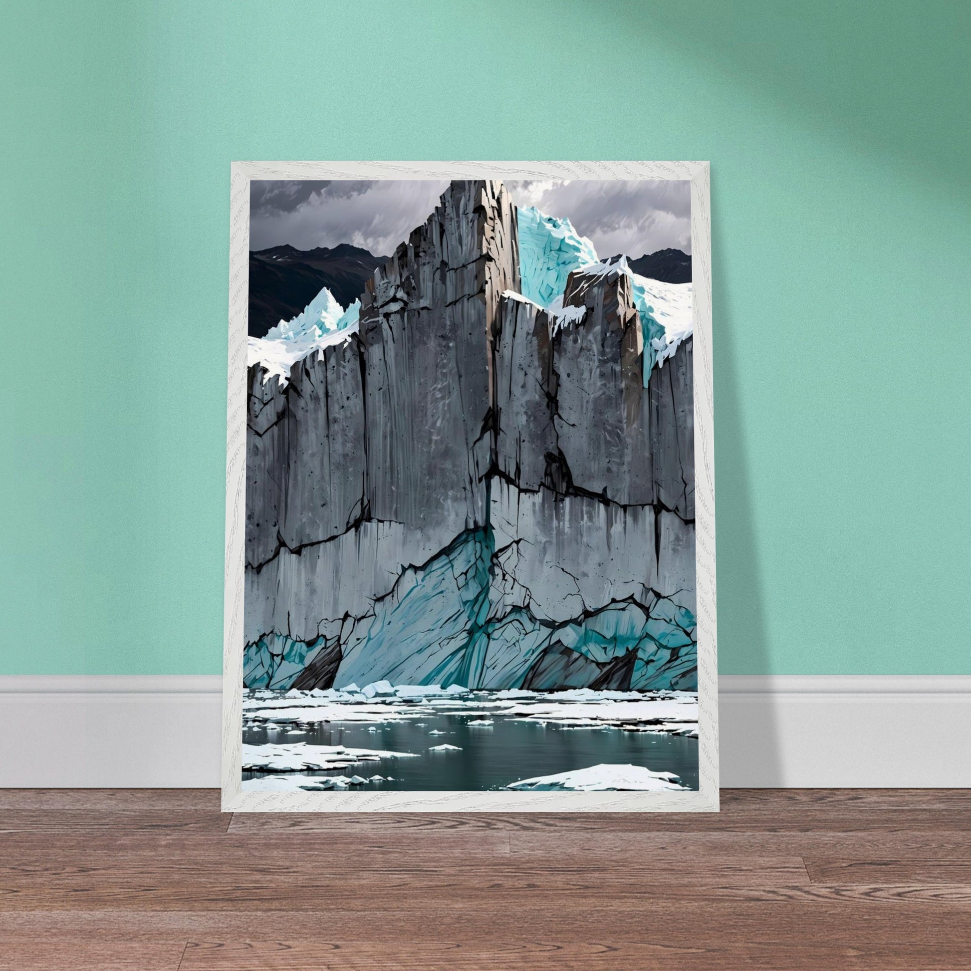 Affiche Glacier Bleu encadrée, cadre bois (vue 4)