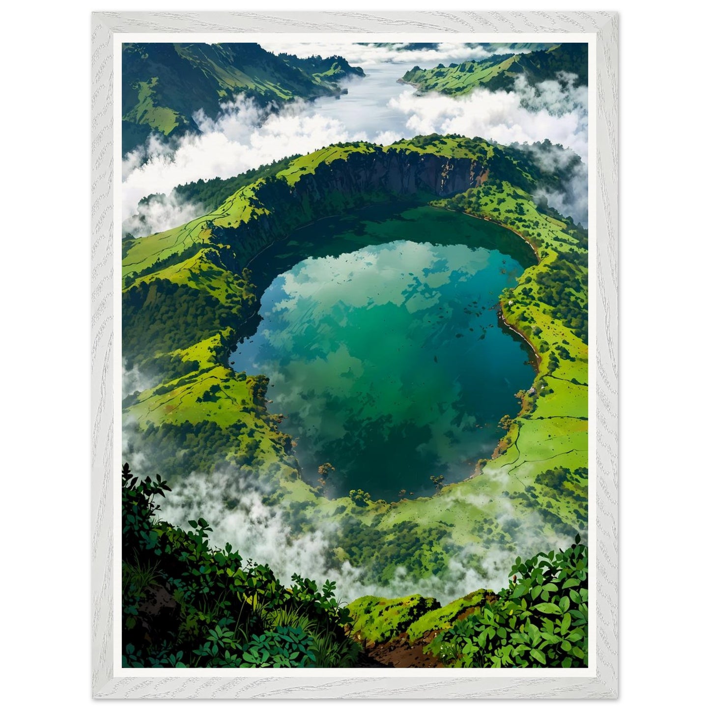 Affiche illustrée Paysage des Açores Encadrée — poster rétro, impression beaux-arts 250g