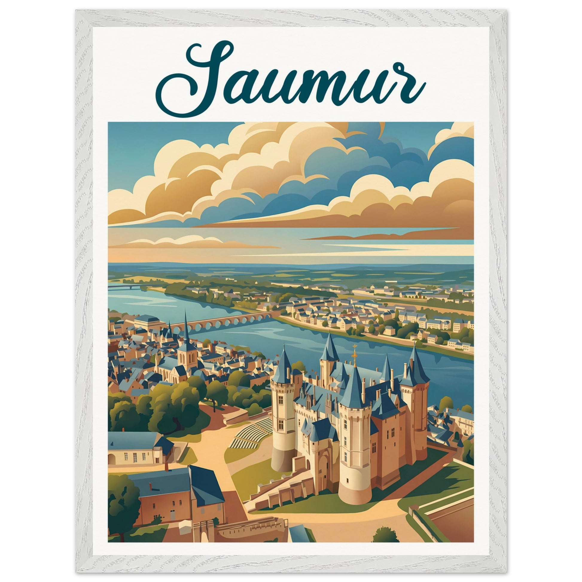 Affiche Saumur encadrée, cadre bois