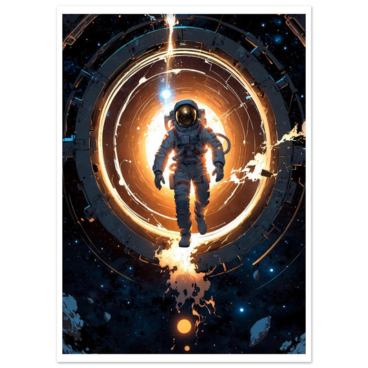 Astronaute, Portail quantique, Éclats de lumière – affiche d'art décoratif, poster mural | Muchimura