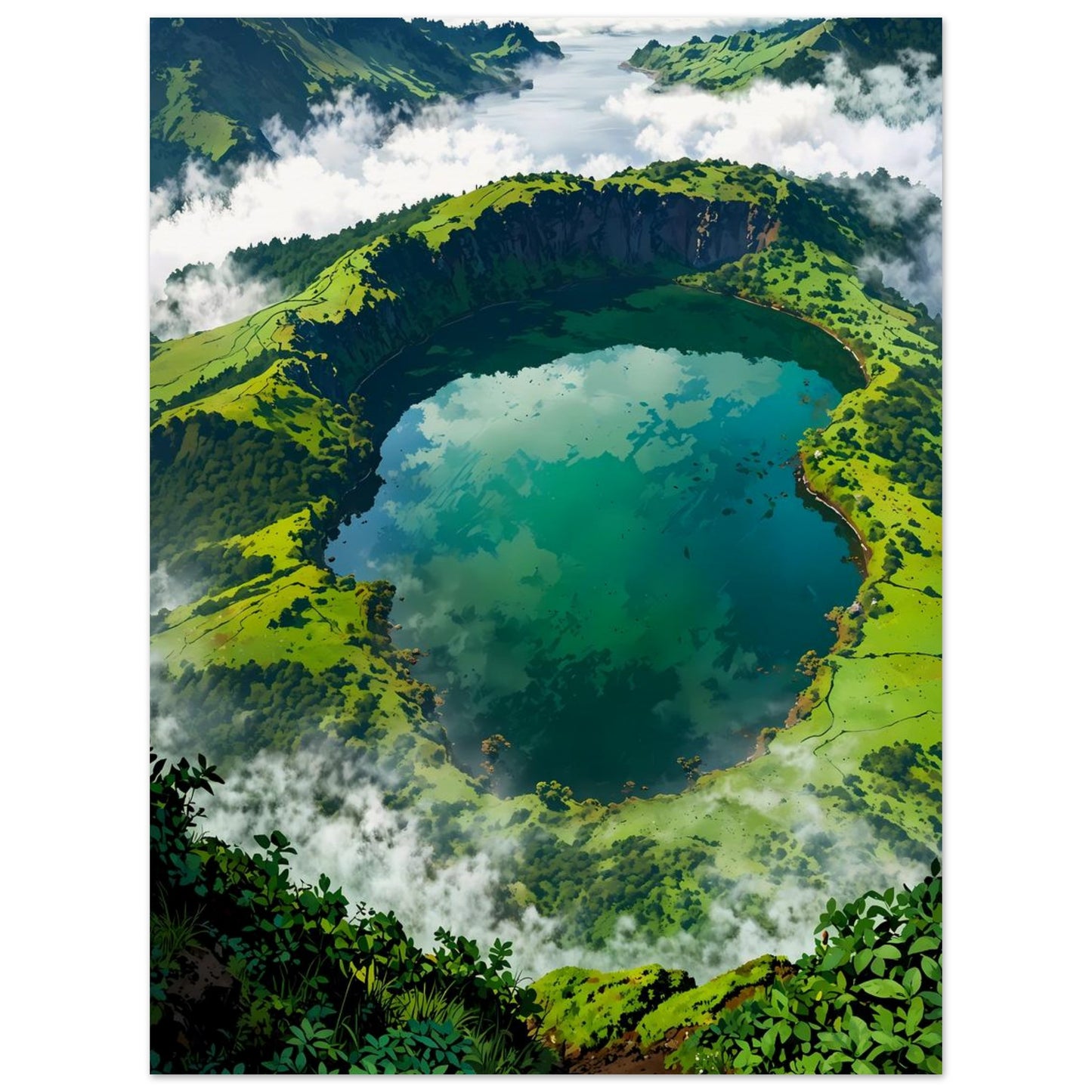 Affiche illustrée Paysage des Açores — poster rétro, impression beaux-arts 250g