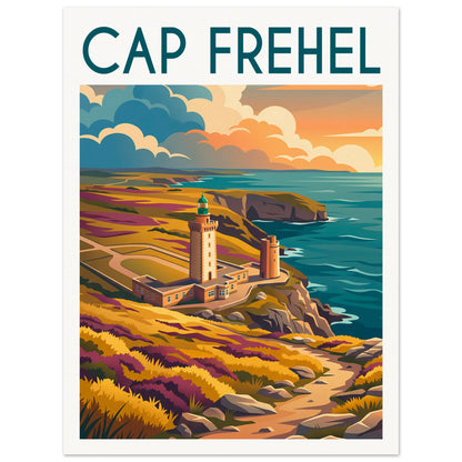 Affiche illustrée cap frehel — poster rétro, impression beaux-arts 250g