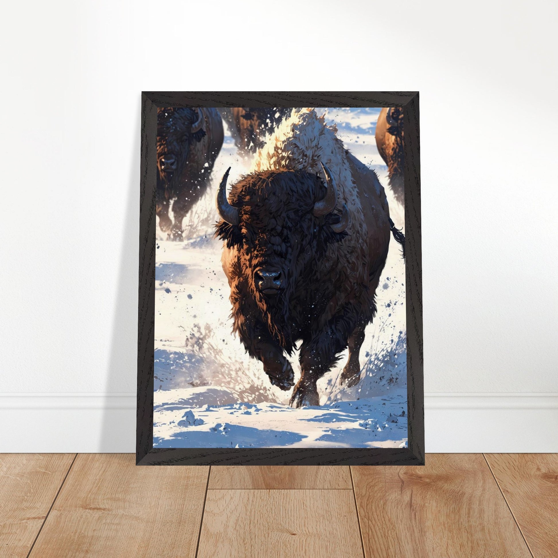 Affiche Bison encadrée, cadre bois (vue 2)
