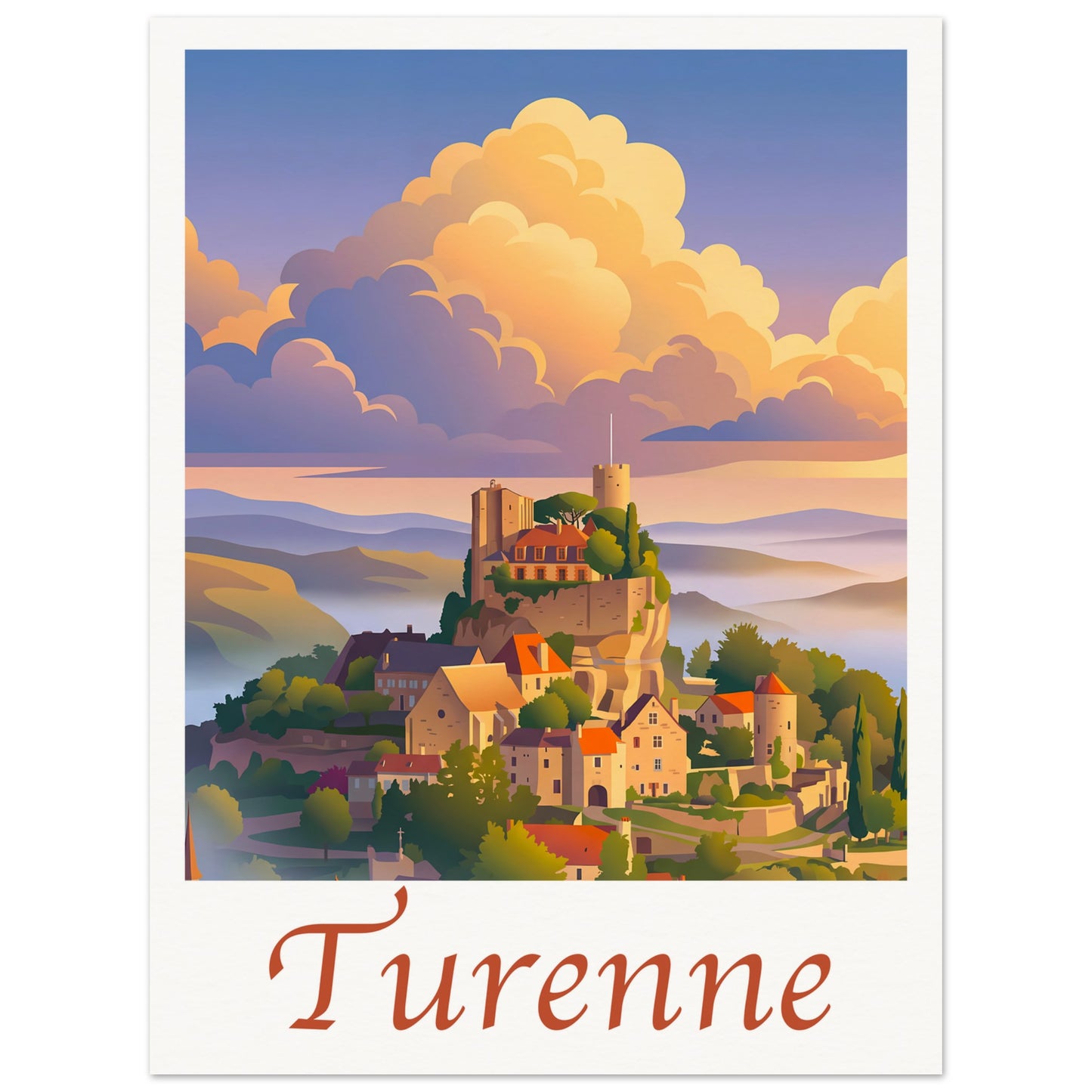 Affiche illustrée Turenne — poster rétro, impression beaux-arts 250g