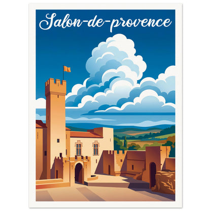 Affiche illustrée Salon-de-Provence — poster rétro, impression beaux-arts 250g