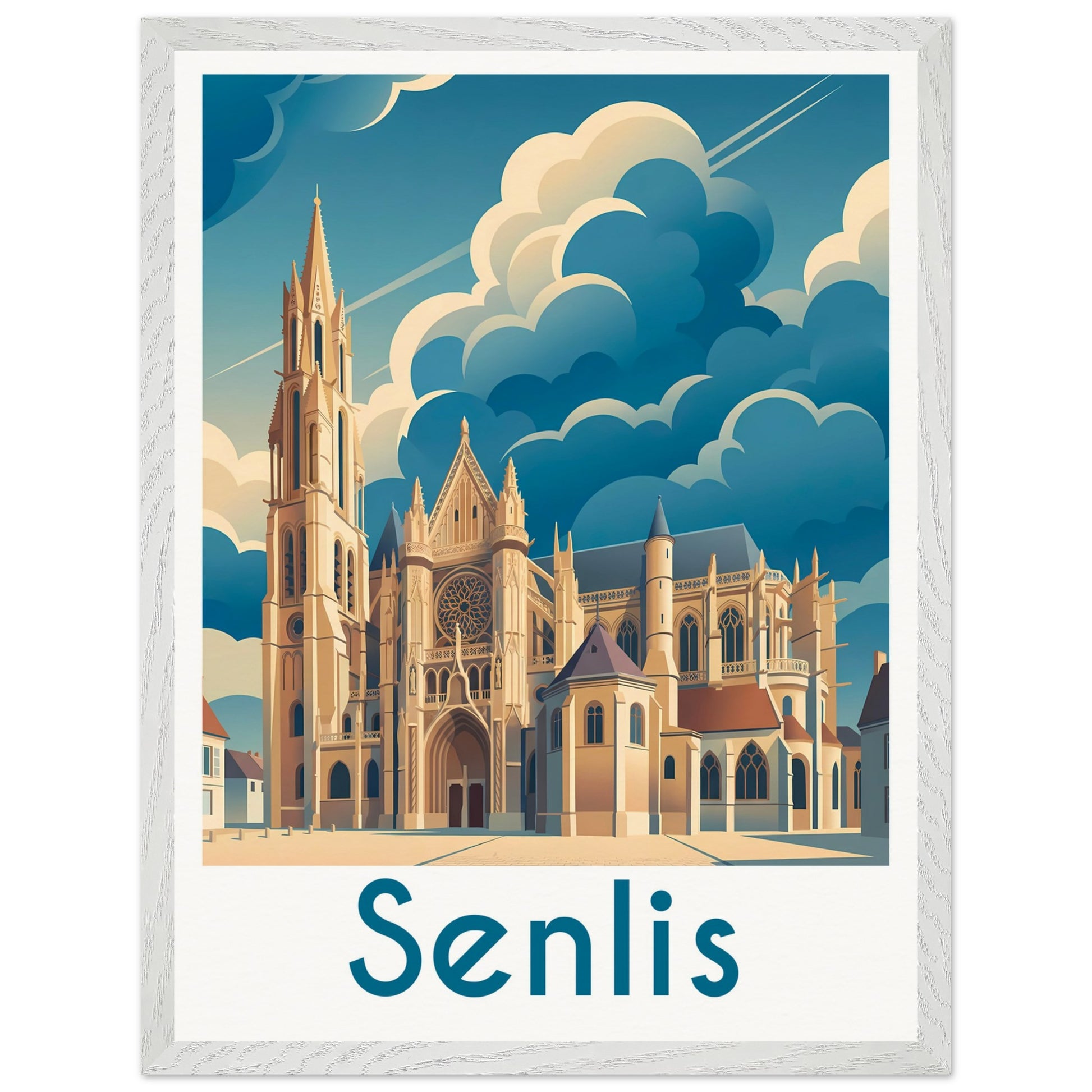 Affiche Senlis encadrée, cadre bois