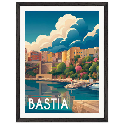 Affiche illustrée bastia — poster rétro, impression beaux-arts 250g
