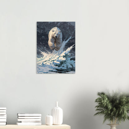 Affiche illustrée Ours polaire — poster rétro, impression beaux-arts 250g