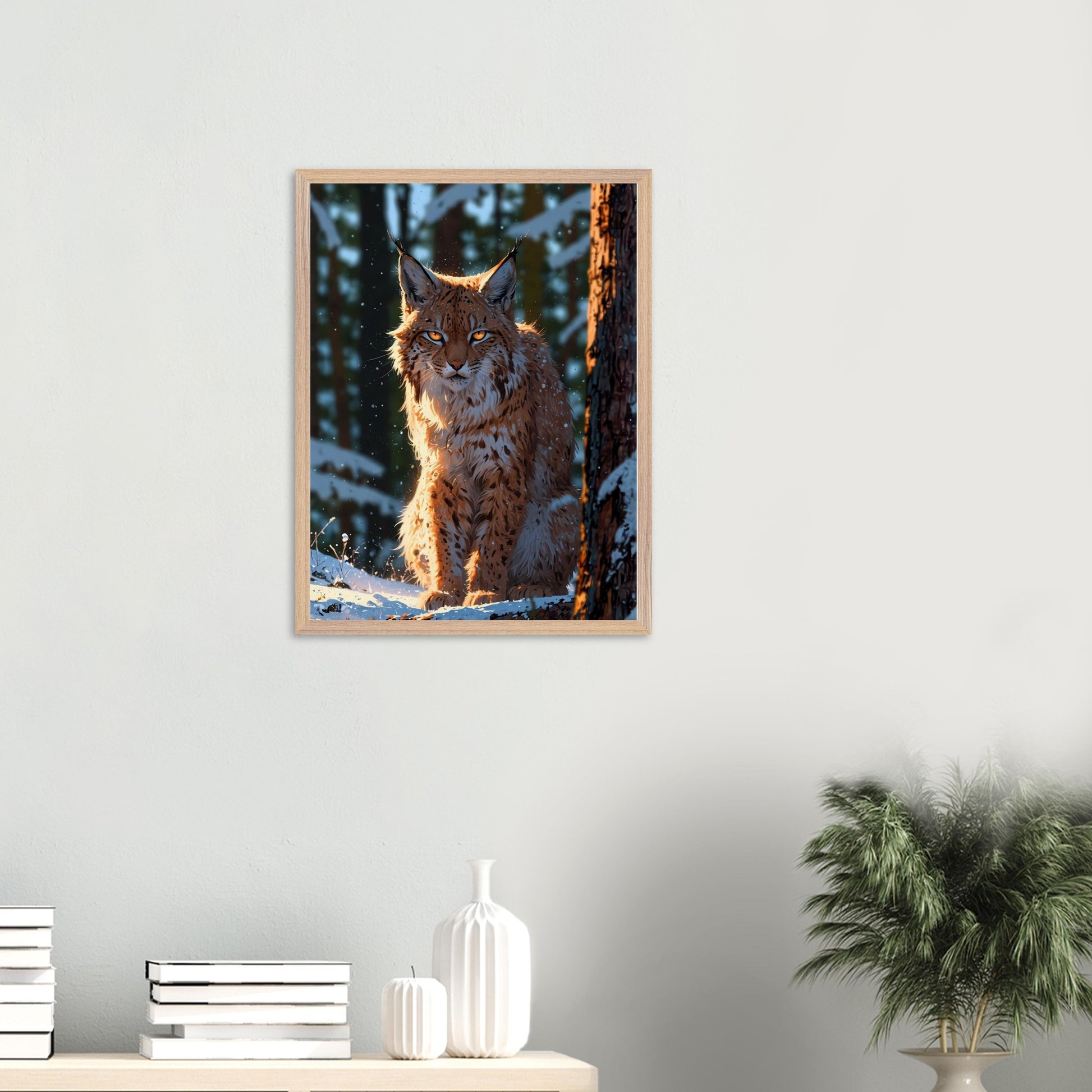Affiche Lynx Boréal encadrée, cadre bois (vue 5)