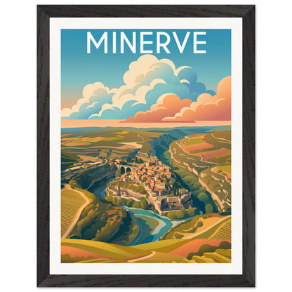 Affiche illustrée minerve — poster rétro, impression beaux-arts 250g